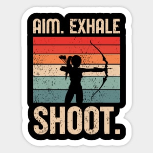 Archery Girl Aim Exhale Shoot Archer Retro Vintage Sticker